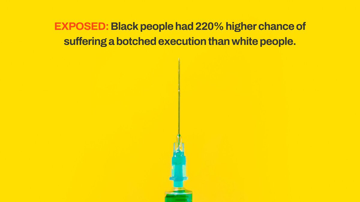 🚨BREAKING: Black people horrifyingly had a 220% higher chance of suffering a botched execution than white people in the modern era of the US death penalty. Reprieve's ground-breaking report shows that racism extends all the way into the execution chamber 🧵