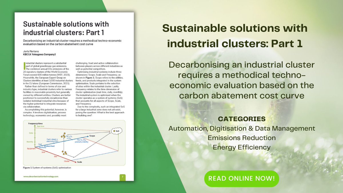 💡MUST-READ ARTICLE: Sustainable solutions with industrial clusters: Part 1 by Joris Mertens from @kbc_at. Decarbonising an industrial cluster requires a methodical techno-economic evaluation based on the carbon abatement cost curve: decarbonisationtechnology.com/article/226/su…
  
#emissionsreduction
