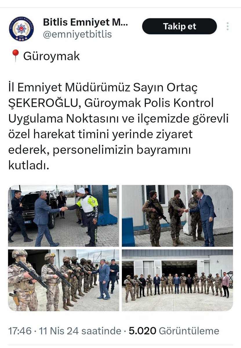 Bitlis'teki Sayın Savcılar !
Madem Bombacı Mülayim terörle mücadele edenleri ifşa etmiş,
Bitlis İl Emniyet Müdürlüğü de terörle mücadelede en ön saftaki polislerin yüzlerini açık olarak ifşa ediyor!
Bu da suç teşkil etmiyor mu? 
 Buyrun işlem yapın!!! 
#BitlisdeNelerOluyor