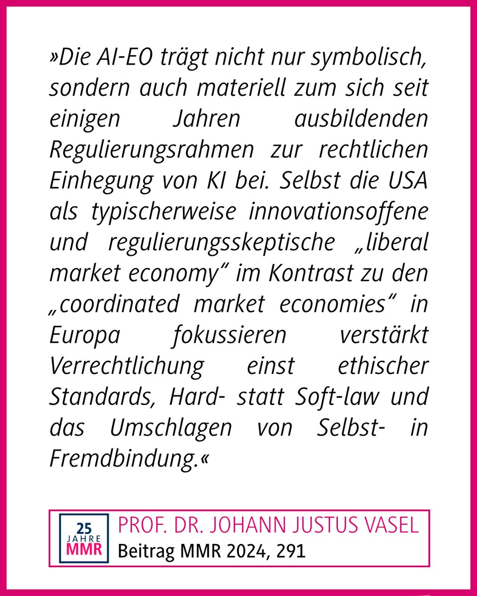 Präsidiale #KI-#Regulierung in den #USA? Die #ExecutiveOrder 14110 zu „Safe, Secure and Trustworthy Development and Use of Artificial Intelligence“. Prof. Dr. Vasel ua mit einem vergleichenden Blick aus europäisch-regulatorischer Perspektive.↪️ beck-online.beck.de/Bcid/Y-300-Z-M…