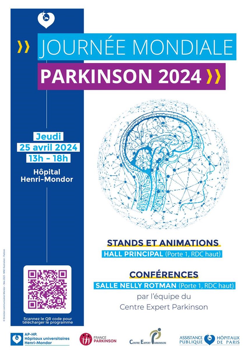 [#Savethedate] Rejoignez-nous le 25 avril à l'Hôpital Henri Mondor pour la #JournéeParkinson ! De 13h à 18h : conférence, animations, rencontre avec l’équipe du Centre Expert #Parkinson. @APHP @VilleCreteil @sudestavenir @valdemarne_94