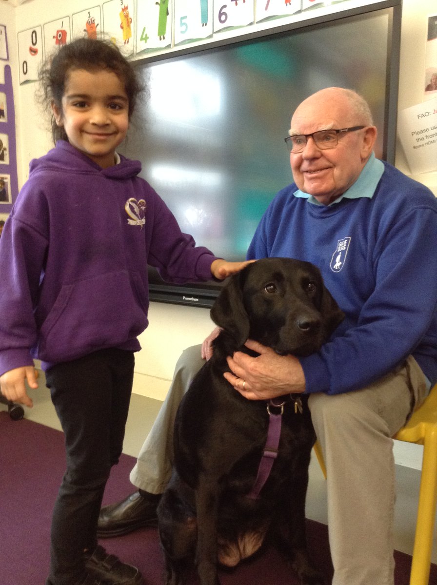 This morning Ash Class welcomed visitors from @guidedogs to discuss what it is like to be visually impaired. We met Willow who works very hard to support a visually impaired lady who lives in our town. Please visit guidedogs.org.uk for more information.