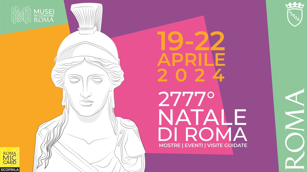 Dal 19 al 22 aprile Roma festeggia con un ricco programma di eventi per celebrare il 2777esimo anniversario dalla sua fondazione. Scopritelo qui: bit.ly/NataleDiRoma20… #NataleDiRoma #NataleDirRoma2024 #21aprile