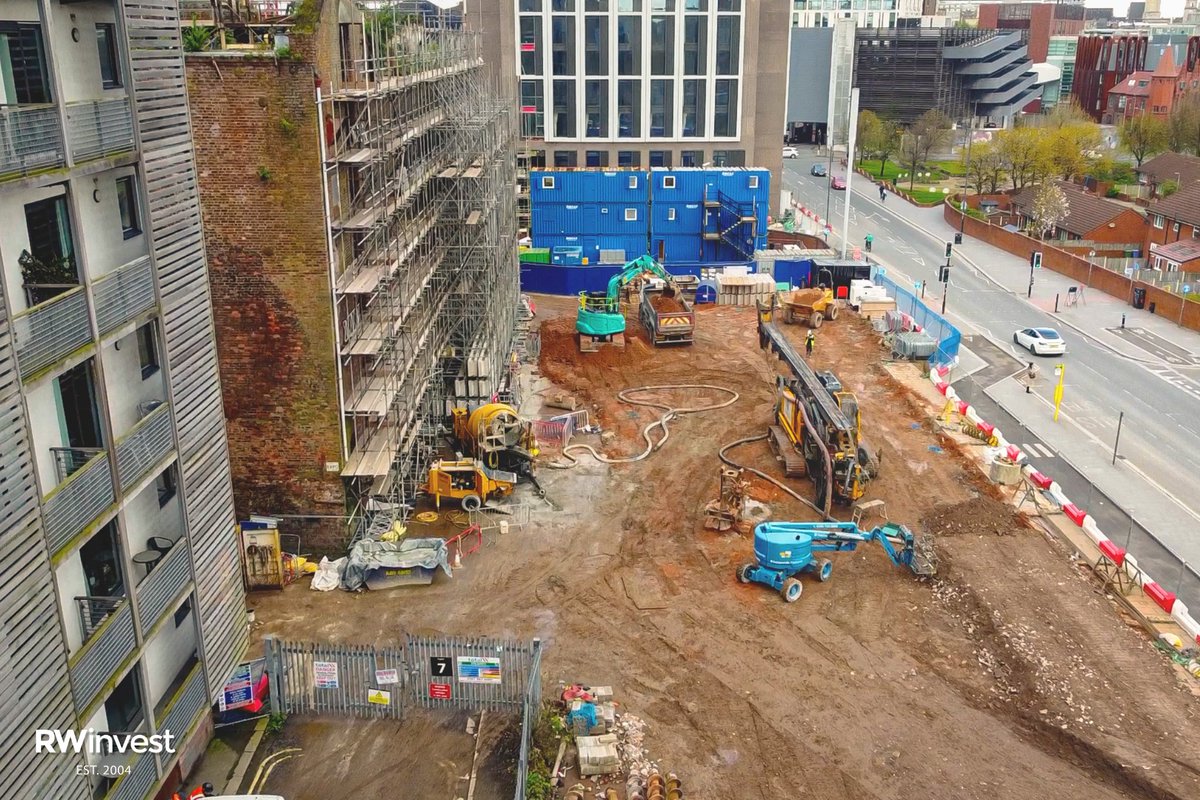 RWInvest's tweet photo. ποΈ - Piling work is complete at Rice Works!
This is a fantastic milestone for the development and site team. Attention is now on mobilising a tower crane and the work required for the structural supporting base.
#rwinvest #constructionupdate #Riceworks #Liverpool