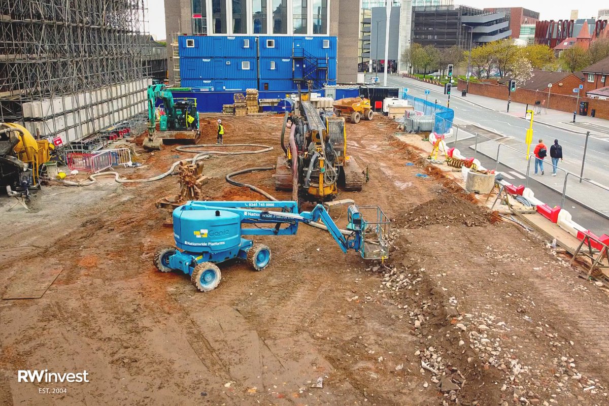RWInvest's tweet photo. ποΈ - Piling work is complete at Rice Works!
This is a fantastic milestone for the development and site team. Attention is now on mobilising a tower crane and the work required for the structural supporting base.
#rwinvest #constructionupdate #Riceworks #Liverpool
