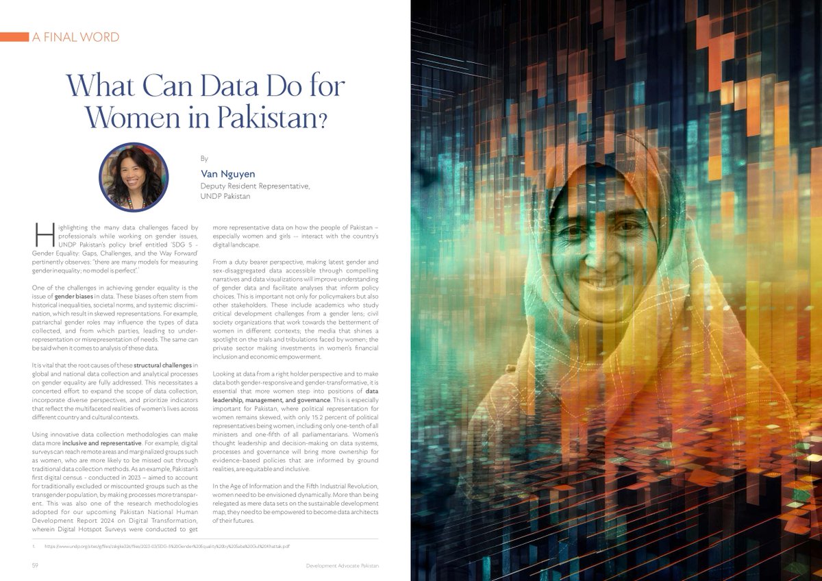“In the Age of Information & the Fifth Industrial Revolution, women need to be envisioned dynamically. More than being relegated as mere datasets on the sustainable development map, they need to be empowered to become data architects of their futures.” - #UNDPinPakistan DRR…