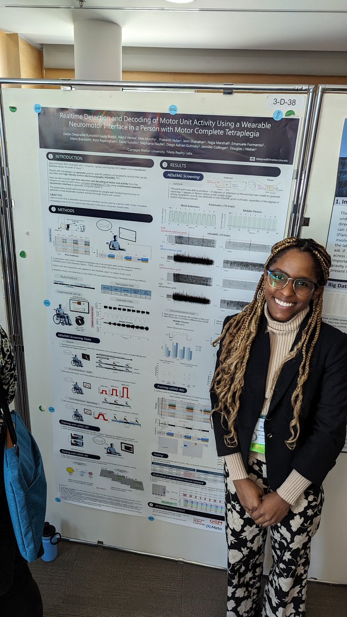 We are thrilled to present the first results from our new partnership with @Meta. @DailynDespradel is leading the project to use a wearable neuromotor interface for people with tetraplegia to use computers and play games. Please stop by 3-D-38 #NCMDub24 @cmuneurosci @CMU_Mech