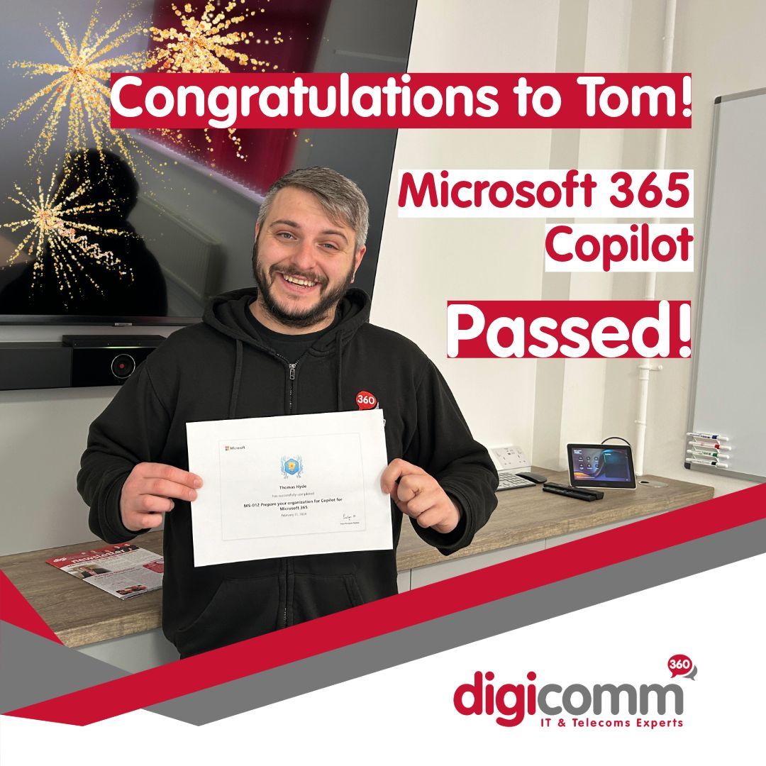 digicomm360's tweet photo. Tom has successfully completed the Microsoft 365 Copilot course, enhancing his expertise to better support our team and clients with cutting-edge Microsoft solutions. 🚀📚

Way to go, Tom! 👏 #TeamDigicomm360 #Microsoft365 #LifelongLearning https://t.co/hmNojiiRGF