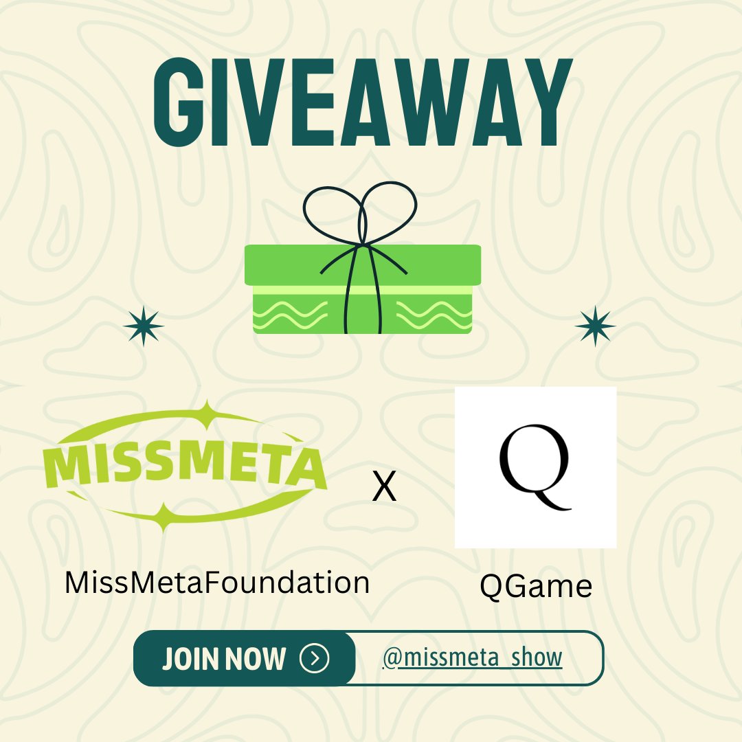 missmeta_show's tweet photo. 🎉🚀 Get ready to celebrate our exciting partnership with Q Game! @Qgame2024
🎁Join us in a thrilling joint #Giveaway campaign where amazing prizes await!
✅Follow us and hop into our Telegram channel to dive into the prize pool! 🎉 #MissMeta #QGame
👉https://t.co/spL7pwRmKd https://t.co/sx5YC40emc