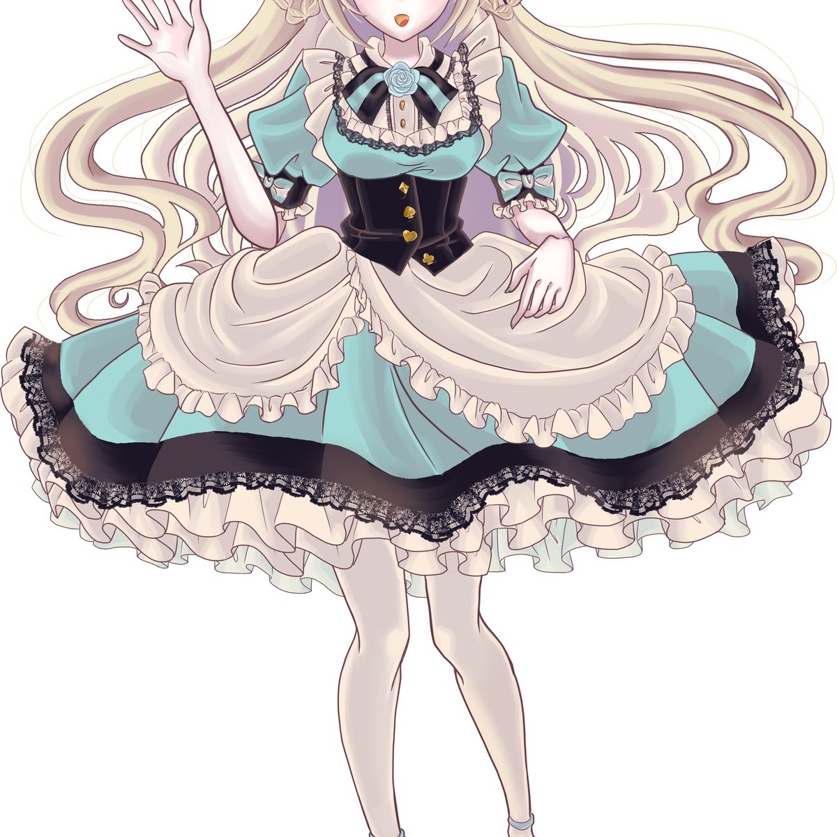 アリス 2つの衣装 A4アート 🐰♥️♠️♣️♦️🫖🍵 1. 「アリスの選択 Alice's Choice」2008年