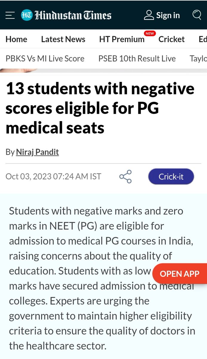 Lol 13 Students with literally 
Negative Scores were Eligible for
PG Medical Seats.

Seeing these makes me 
Feel Proud of my Nation that  
Maintains Shit Standards 👎