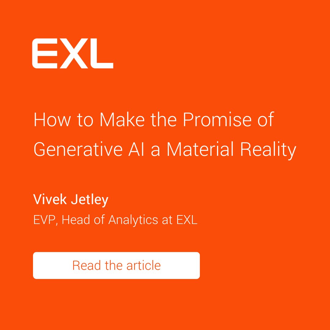 Interested in taking your enterprise to the next level with Generative AI? Discover how to turn AI promise into tangible results with insights from EXL. #GenerativeAI #EnterpriseSolutions #BusinessInnovation bit.ly/3vrpsY5