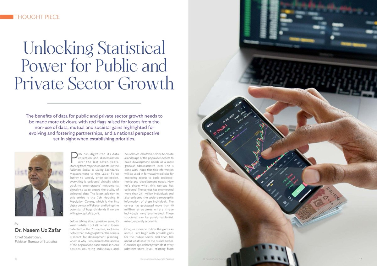 In his thought piece for the #UNDPinPakistan DAP on ‘Data for Development’, Dr. @naeemuzzafar, Chief Statistician @PBSofficialpak discusses the potential gains from leveraging data in the public and private sectors, to optimize education, healthcare & WASH access at every