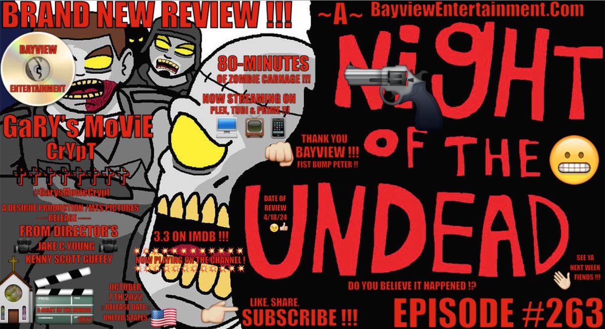 youtube.com/watch?v=LiqxmR… `DEAD` REVIEW HERE !!

💥A NIGHT OF THE UNDEAD 📀 REVIEW !!!💥| 2022 | #BayviewEntertainment | ZOMBIES !!! | EPISODE #263

Hi guys, it's me again `The Horror King` and i am back today with another review for my great friends from #BayviewEntertainment ...