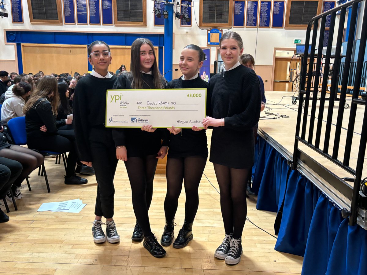 MorganBusEd's tweet photo. A huge congratulations to Caitlin, Inaya, Emily and Arianne who won a massive £3000 for Dundee Women's Aid. We are so proud of you all for the amazing work! @ypi_scotland @DundeeWomensAid @MAXinfo_Dundee @Alcoholtayside https://t.co/iClTY9mGBb