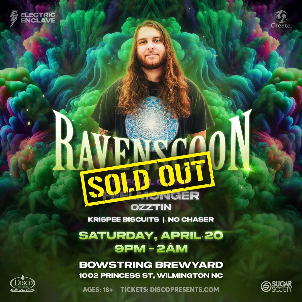 ⚡️ WE ARE OFFICIALLY SOLD OUT FOR <a href="/RAVENSCOON/">PAUL</a> 4/20 W/ SG <a href="/feelmonger/">feelmonger</a> + <a href="/ozztinmusic/">OZZTIN</a> + <a href="/YoungKrispee/">KRISPEE</a> + No Chaser @ BOWSTRING!

We can't thank you enough for the support. ❤️🙏

#Wilmington #Ravenscoon #SoldOut