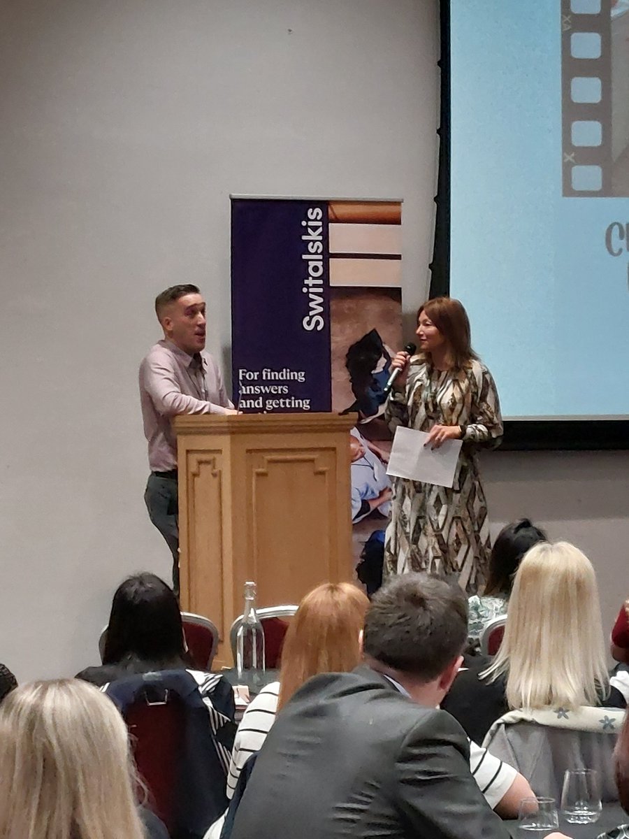 Switalskis's tweet photo. Survivors experience – Leon Clarkson, speaking to his O/T, Kate Heward, gave an insight into his own experience of rehabilitation, recovery and how his life changed after a brain injury #SwitsRehab24 https://t.co/dHQWI9vHIY
