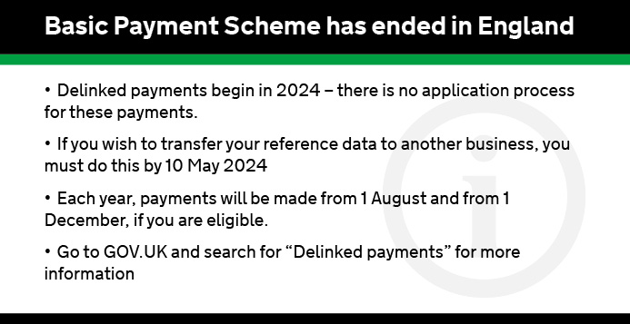 📢The 2023 scheme year was the last year of the Basic Payment Scheme in England. Delinked payments begin in 2024 – there is no application process for these payments. You have until 10 May 2024 to transfer reference data to another business. Read more👇 gov.uk/guidance/delin…