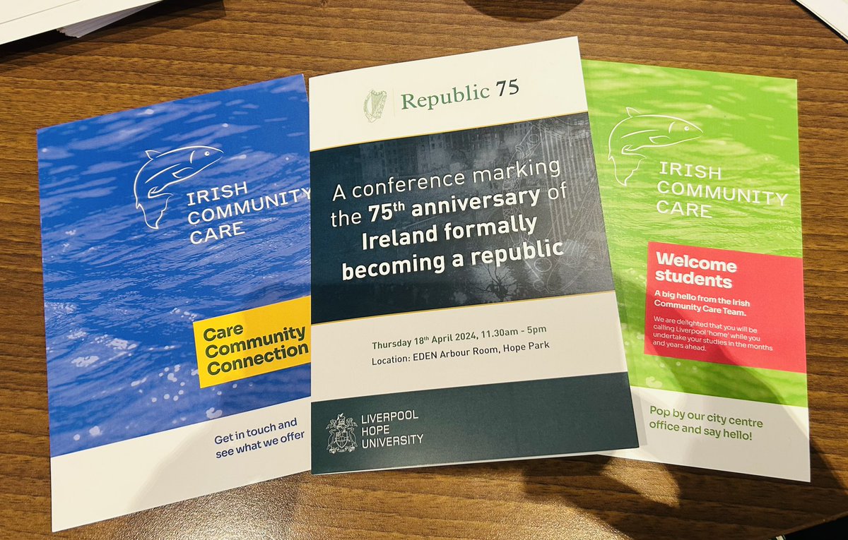 Delighted to attend the @Republic_75 event today @LiverpoolHopeUK A wonderful day ahead connecting with old friends & new 💚 @ShenanigansLiv @drbryceevans @IrlCGManchester @irishinbritain