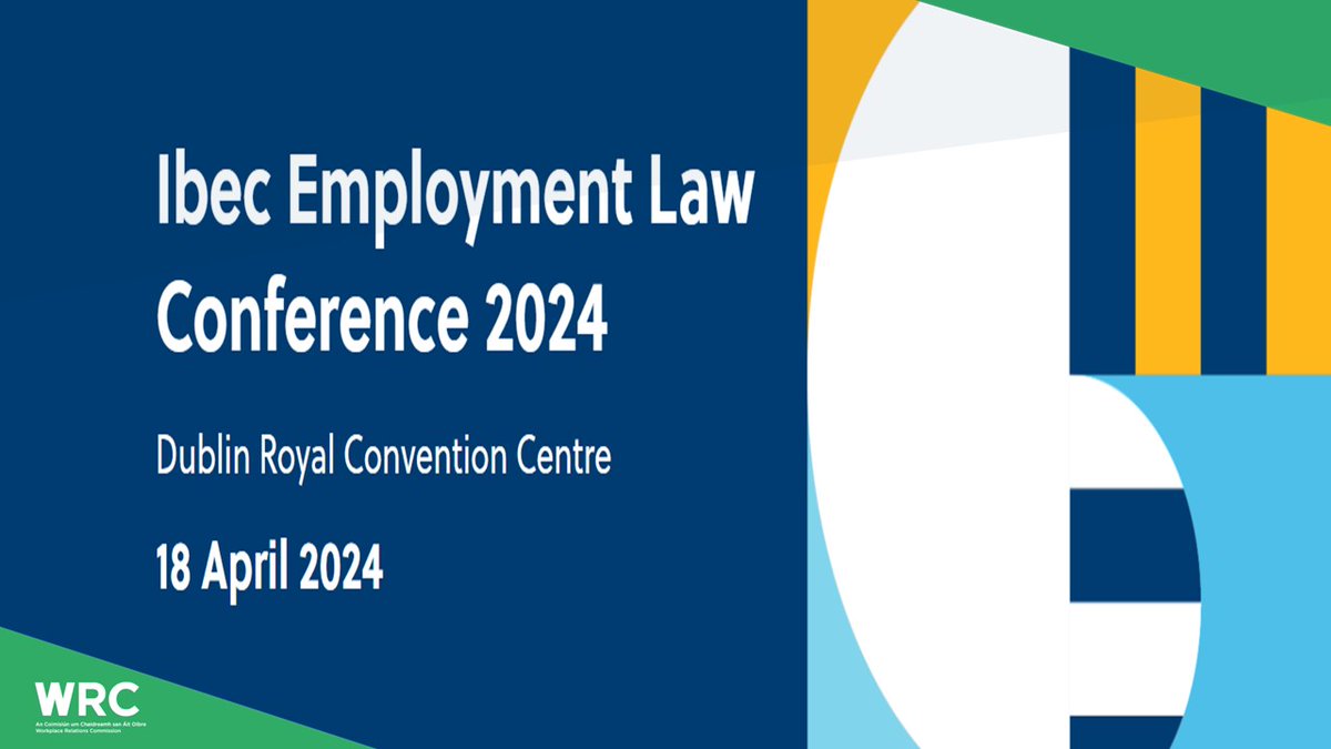 The WRC are attending the Ibec Employment Law Conference in Dublin Royal Convention Centre today Thursday 18 April Visit us in the Douglas Hyde Suite, our Information Officers and specialist personnel are available to answer your employment law queries ➡️bit.ly/3SYprDN