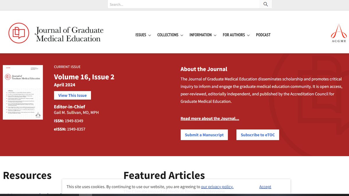 Quiz question for you: Which #MedEd #journal is the only #OpenAccess #OA journal that's FREE to publish your work in and FREE to read? Answer: @JournalofGME #GME meridian.allenpress.com/jgme