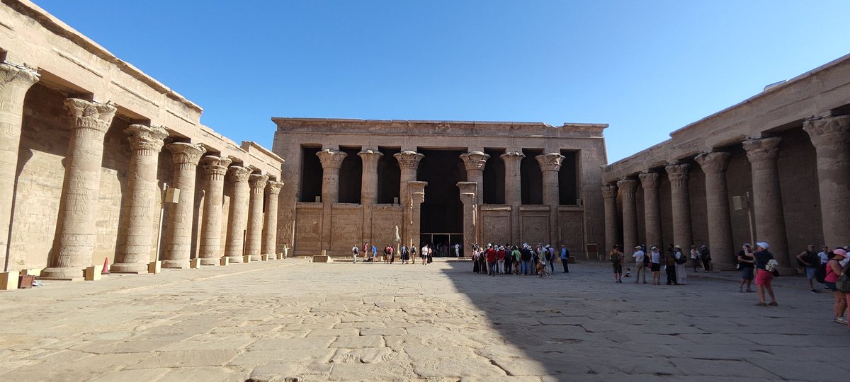 This morning in Egypt, I have been visiting the ancient Temple of Edfu which is dedicated to the falcon God, Horus. It is the 2nd largest Temple in Egypt and is the best preserved as it was buried under sand for nearly 2000 years until it was rediscovered in 1860 #History