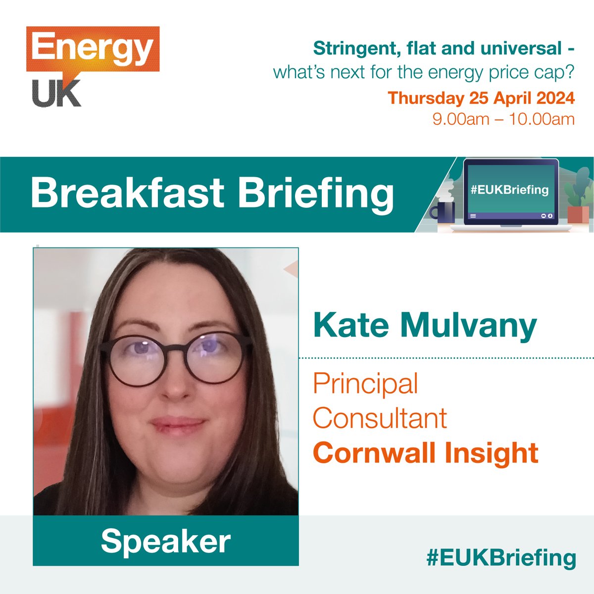 📢 Join us on 25 April 9am -10am for a discussion about the future of #energy price protection. @KateMulvany from @CornwallInsight joins our #EUKbriefing panel to explore objectives, options, and opportunities in reforming price protection. Register here 🚀energy-uk.org.uk/event/stringen…