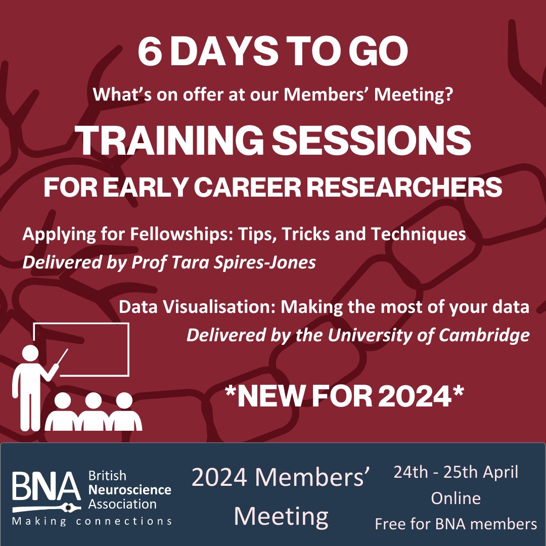 BritishNeuro's tweet image. With 6 days to go till our Members' Meeting, we invite you to consider the amazing training opportunities we'll have on offer!
The meeting is free to attend for BNA members. Register here: bna.org.uk/mediacentre/ev…
#BNAMembersMeeting2024 #ApplyingtoFellowships #DataVisualisation