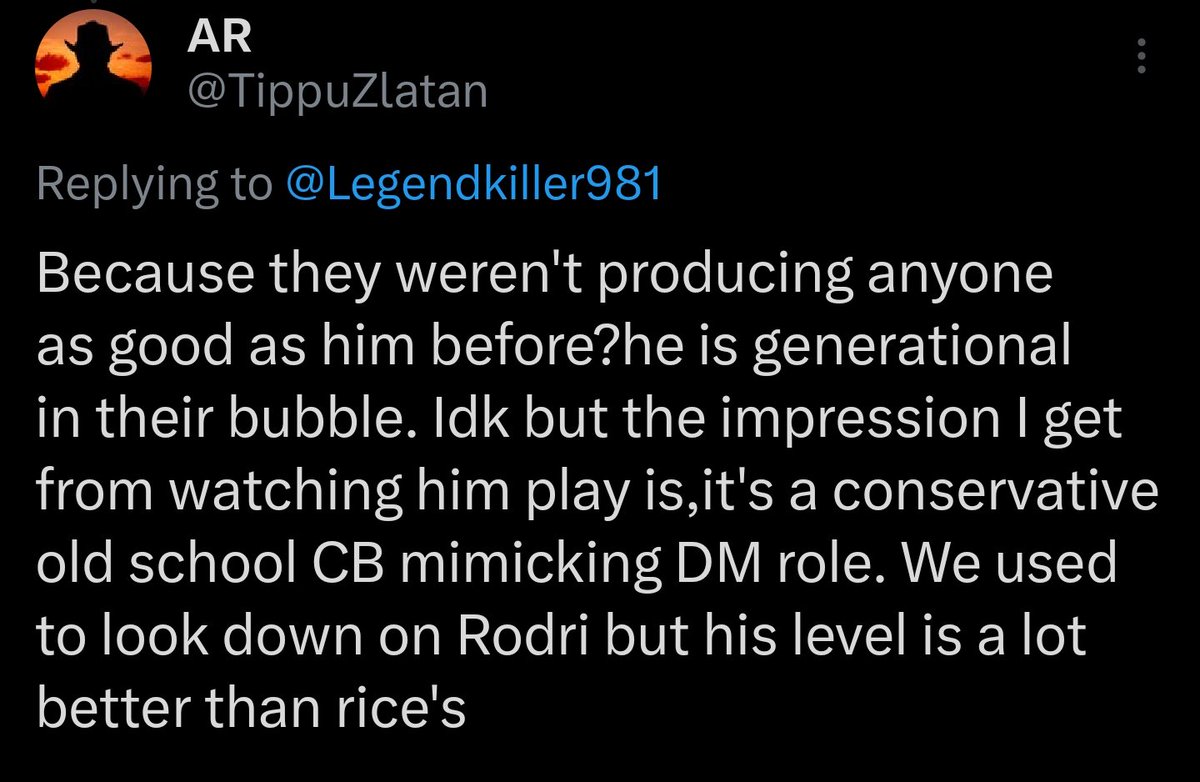 I can't believe there are cules who watched 15 years of Sergio Busquets rate Declan rice as the best DM itw. You drop a turd on his legacy by doing so. Arsenal fans are waking up, nonewthing threads don't win you titles, quality does.