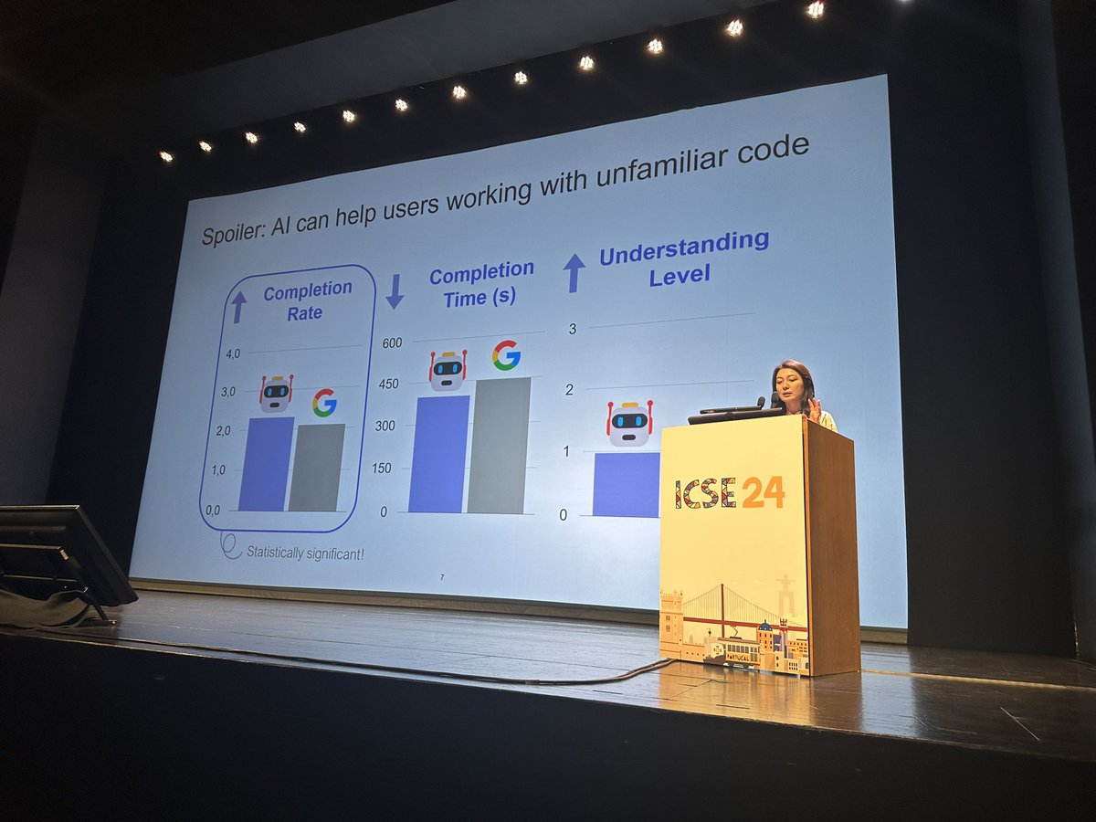 fakhourysm's tweet image. Excellent talk by @daye_nam exploring use of an LLM IDE plugin (super similar to @github  Copilot Chat!) to support code comprehension. #icse2024