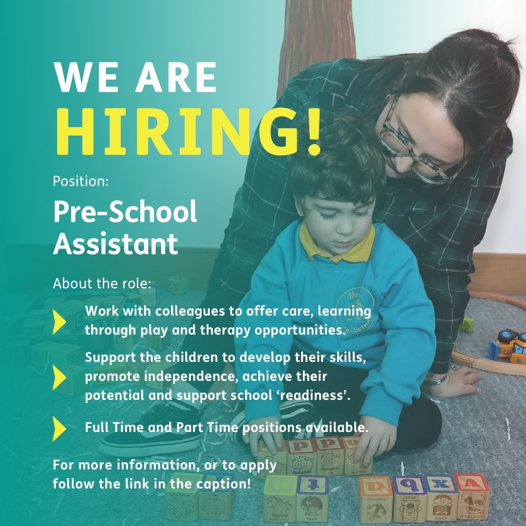 🌟 Amazing Opportunity! 🌟 We are looking for passionate and kind individuals to join our Early Years team as Pre-School Assistants. As a Pre-School Assistant you will support the children through a programme of play, care and education alongside a multidisciplinary team. We