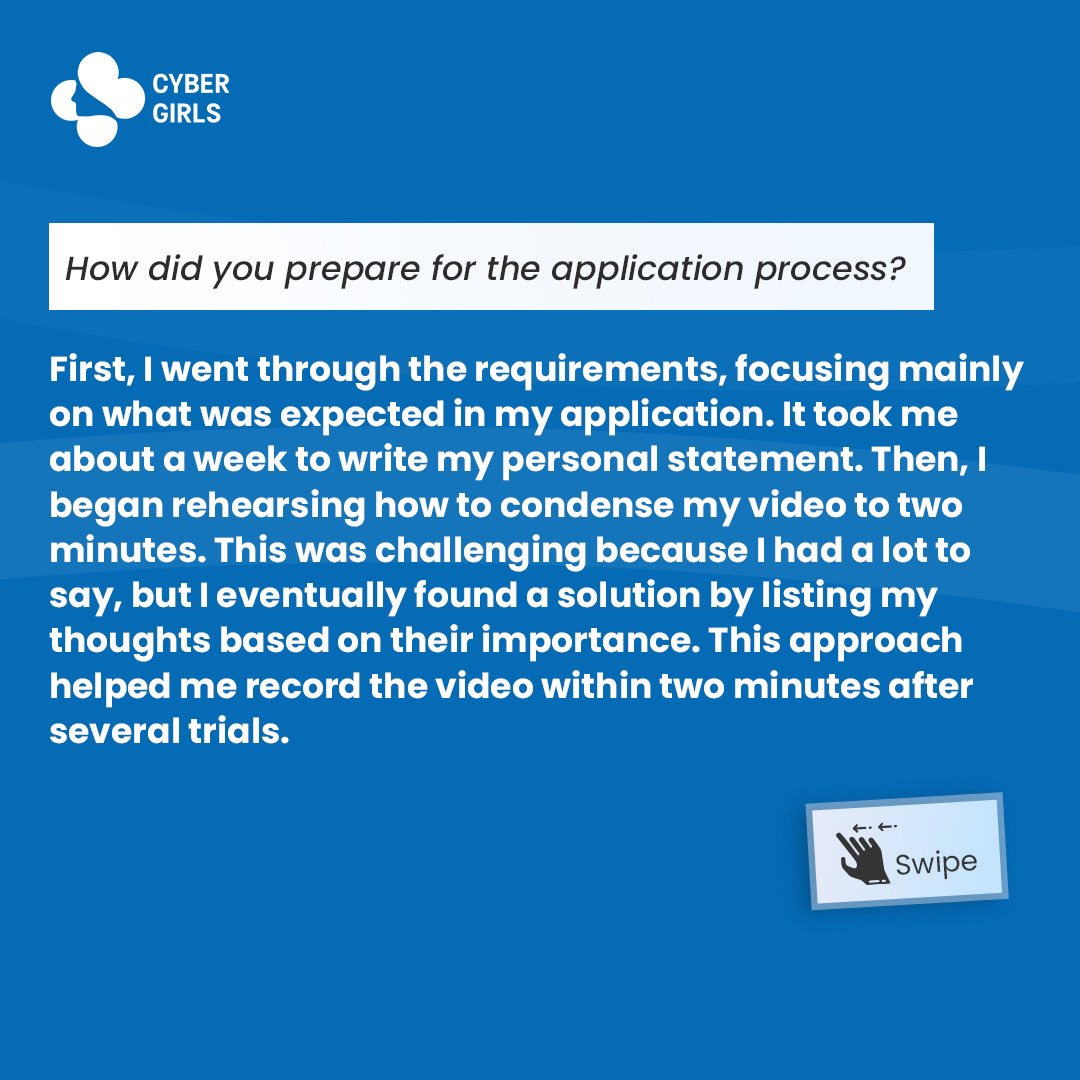 Rafat Yewande Alabelewe, a CyberGirl 4.0, shares how she overcame obstacles she faced during the CyberGirls application process and tips on how she prepared herself for the tasks.

If you found her story useful, kindly share your lessons 👍

#cybersecuritytraining #cybergirls