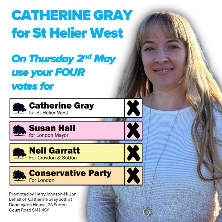 Catherine Gray (@cgray8567) on Twitter photo Postal votes have been landing in Sutton, and separate ballots are being sent out this week for #StHelierWest Don’t forget to use all your votes for <a href="/Conservatives/">Conservatives</a> candidates to send the strongest message and reject the ULEZ expansion #DeliveringForSutton Postal votes have been landing in Sutton, and separate ballots are being sent out this week for #StHelierWest Don’t forget to use all your votes for <a href="/Conservatives/">Conservatives</a> candidates to send the strongest message and reject the ULEZ expansion #DeliveringForSutton