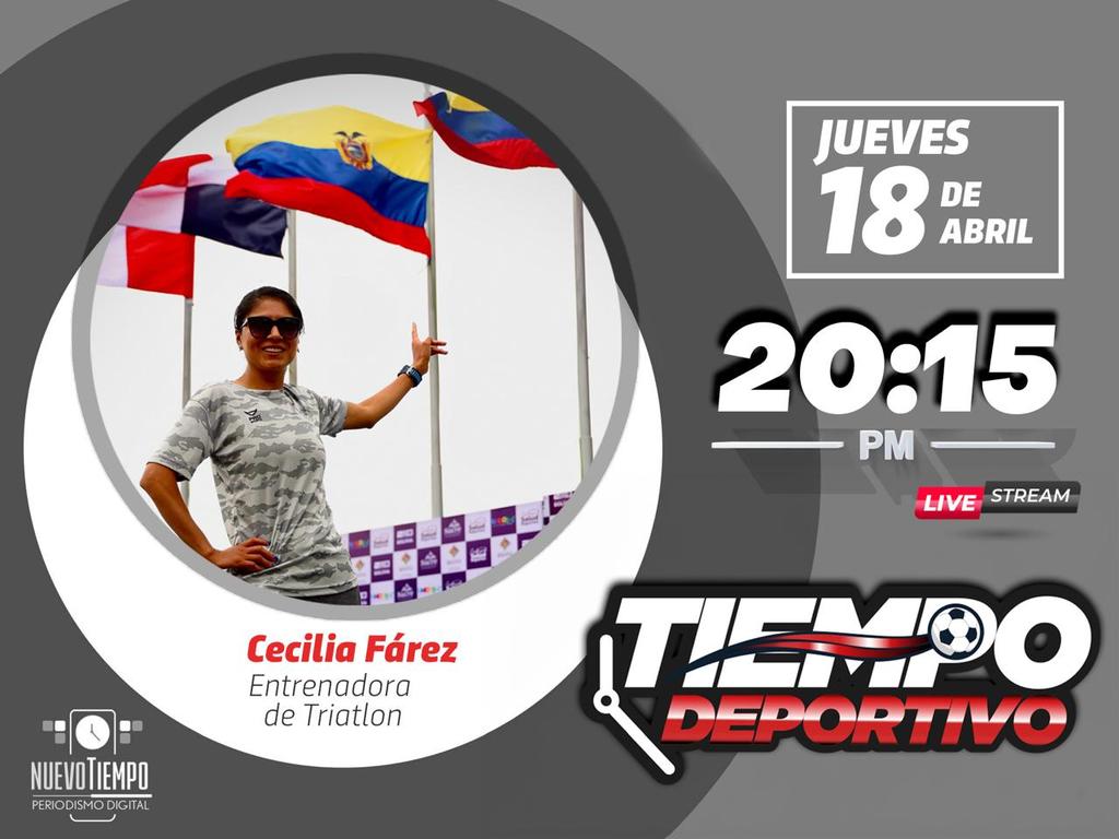 NuevoTiempoCue's tweet photo. #DeportesNT l Noche de #TiempoDeportivo, hoy nuestra invitada será Cecilia Fárez, entrenadora de Triatlón de las selecciones del #Azuay y #Ecuador .

Atentos!!!

#NuevoTiempoCuenca https://t.co/HG80UbGi2s