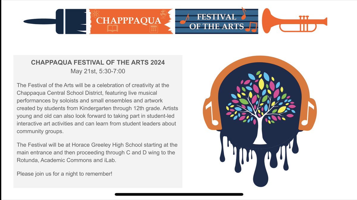 Join us for the Chappaqua Festival of the Arts on May 21st! 🎨🎭 Experience a celebration of creativity and culture in our community. Don’t miss out! Save the date!#ChappaquaArts #ArtFestival #WeAreChalpaqua