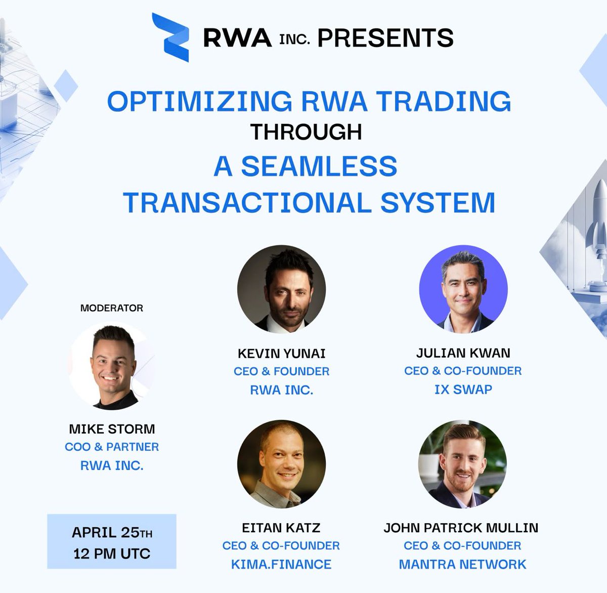 Be sure to tune in for another #AskRWA session on April 25th titled 'Optimizing Real World Asset trading through a seamless transactional system' Gain valuable insight into the world of tokenization and what it means for the digital economy. @RWA_inc_ founder @kevinyunai will