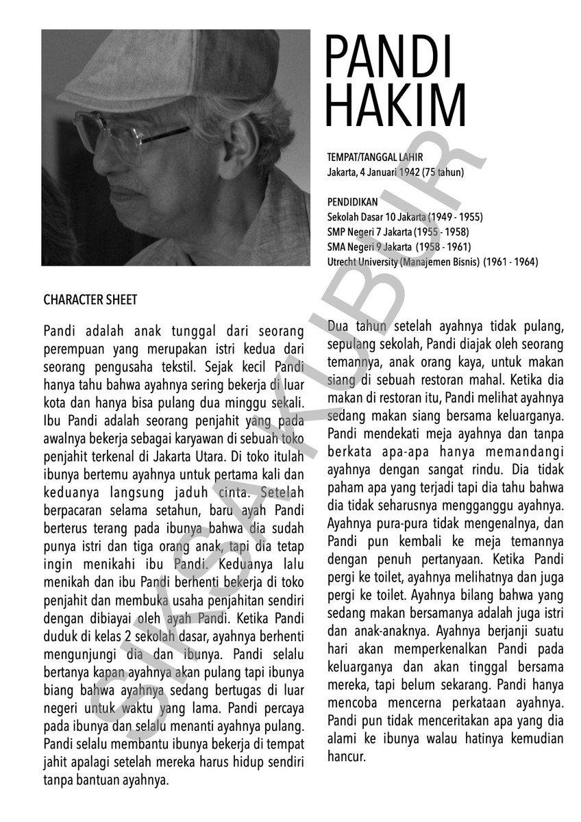 jokoanwar's tweet photo. Inilah character sheet untuk karakter PANDI HAKIM, diperankan oleh Arswendy Bening Swara di Siksa Kubur. 

(Konteks: tiap bikin film saya selalu membuat background character untuk tiap pemain, yang saya jadikan dasar untuk mengembangkan karakter bersama aktor sebelum suting dimulai).