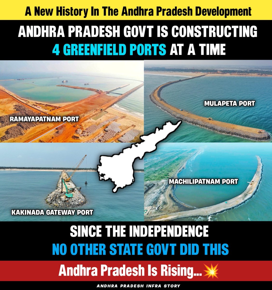 🔸Building A One Greenfield Port Is Itself a big thing... Building The 4 Greenfield Ports At A Time Will Be A History 🔹Now The Andhra Pradesh Is Creating This History 🔥 #AndhraPradesh #GreenfieldPorts #RamayapatnamPort #MachilipatnamPort #MulapetaPort #KakinadaGatewayPort…