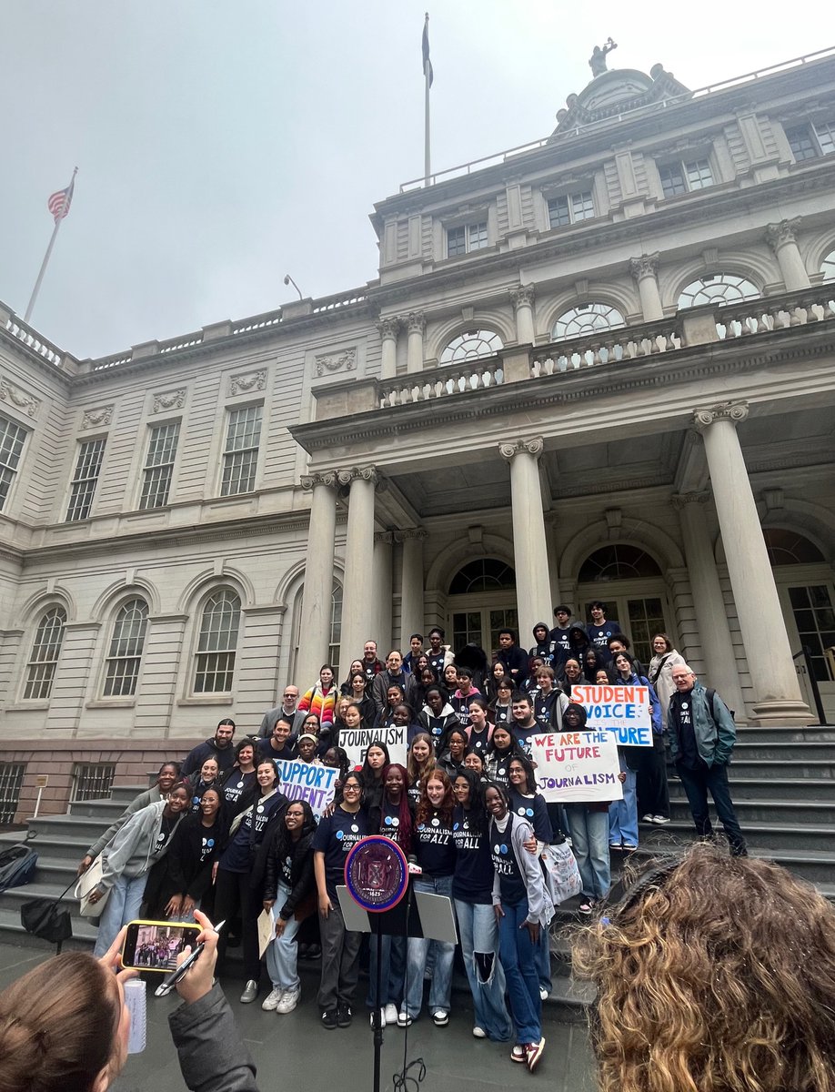 Only 8% NYC schools with the highest percentage of Black students have a student publication. Young journalists brave cold rain on City Hall steps to kick off J-day of action, lobbying with city leaders to expand journalism offerings in city schools