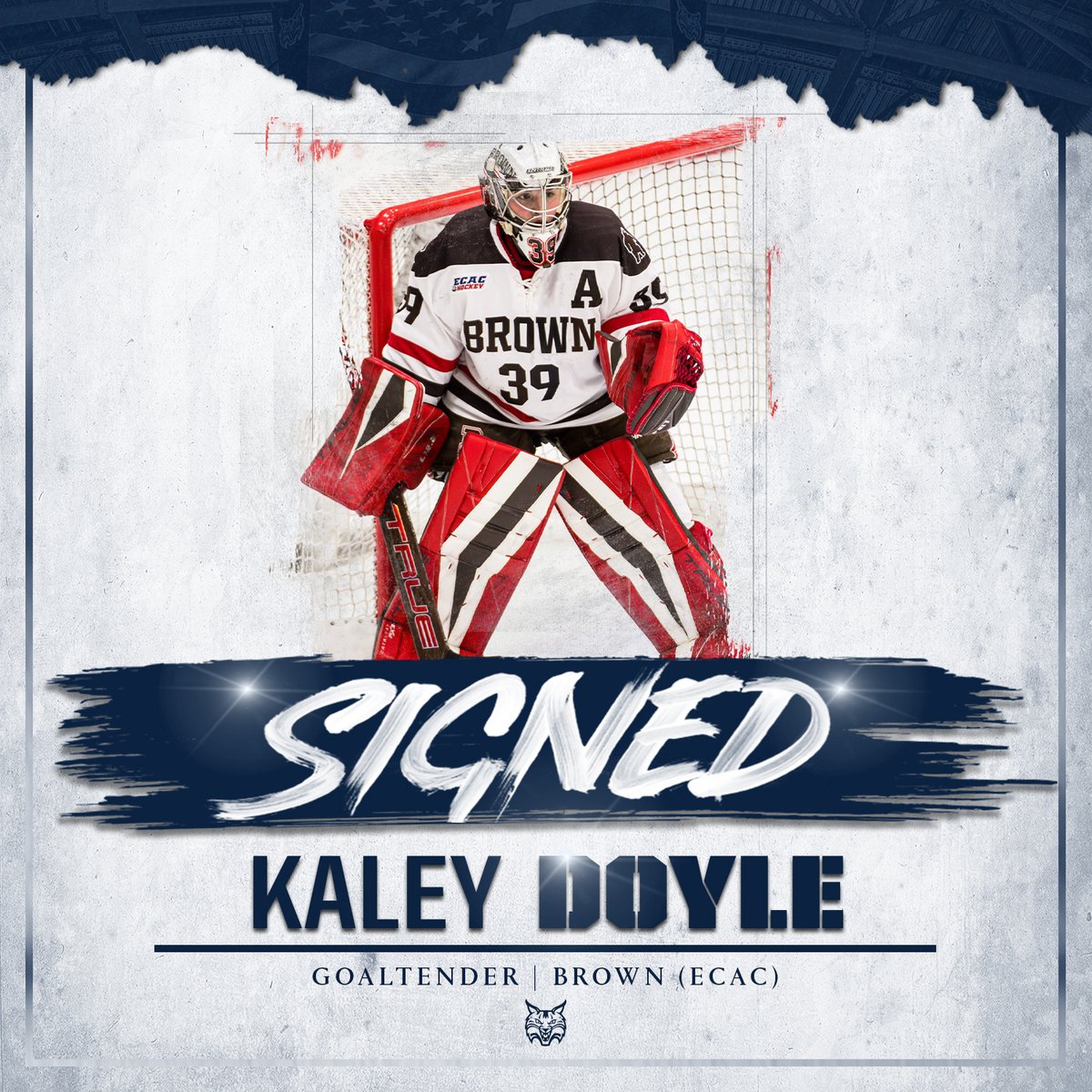 𝐒𝐈𝐆𝐍𝐄𝐃 - Kaley Doyle She comes to Hamden after three years at Brown, earning 2021-22 All-ECAC Second Team honors as well as a finalist for the ECAC Rookie of the Year! #BobcatNation x #NCAAHockey