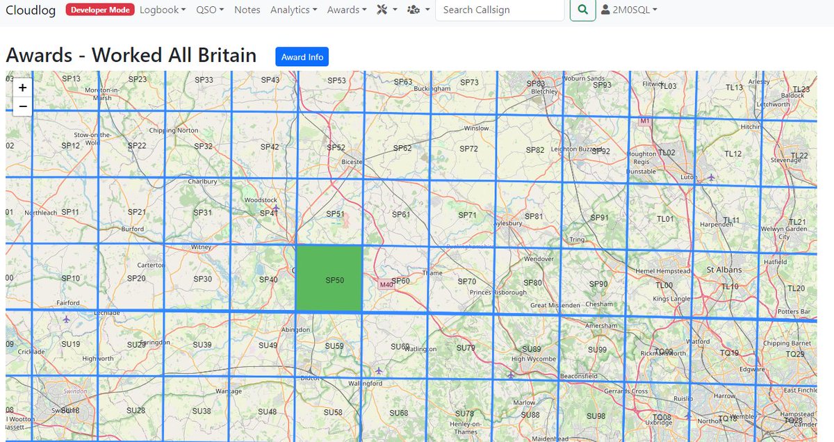 The time has come to start adding better Worked All Britain award support into @cloudloghq which will soon show a map of all the squares and colour them based on data filled into the SIG fields in Cloudlog
