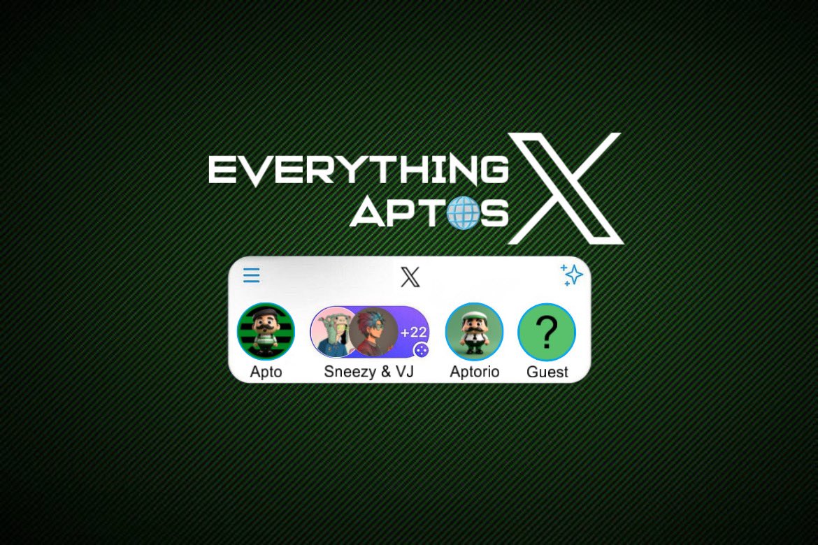 Get ready for a M🌐VEMENT! Stay tuned for the first episode of the “Everything Aptos” Spaces on X Accompanied by some of your favorite Aptos frens: @realjaysneezy & @VJCrypGuerreier 🌐💚 #EverythingAptos #Aptos $APT
