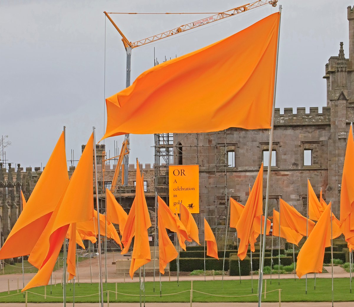 OR, <a href="/rougeit/">Steve Messam</a> , Lowther Castle. 500 flags, the colour gold, the huge south lawns. A tremendous effort and a wonderful display. On until 6th May. Included in general admission to Castle &amp; Gardens.