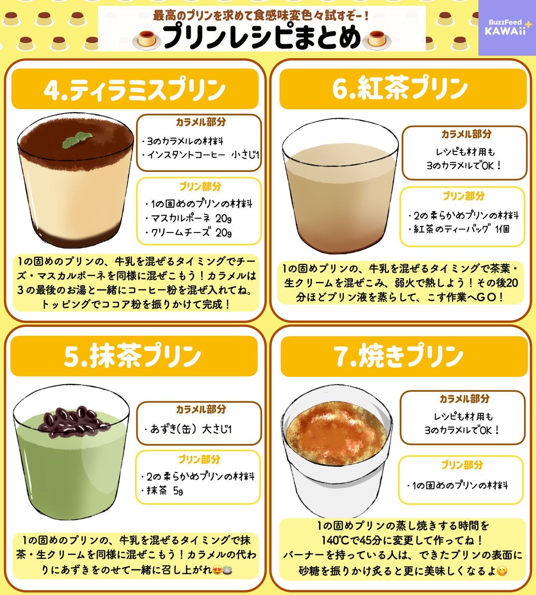 固いプリンと柔らかいプリンの違いって❓🤔 ふと作りたくなる、 プリンのレシピをまとめたよ🍮