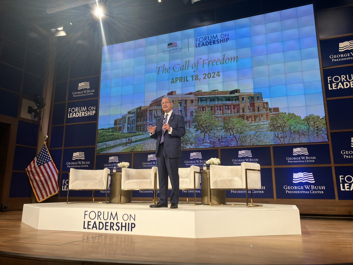 Today @TheBushCenter, our annual Forum on Leadership focuses on The Call of Freedom. Amazing lineup of speakers to remind us why our commitment to democracy at home and abroad matters. You can watch live here: bushcenter.org/events-and-exh…