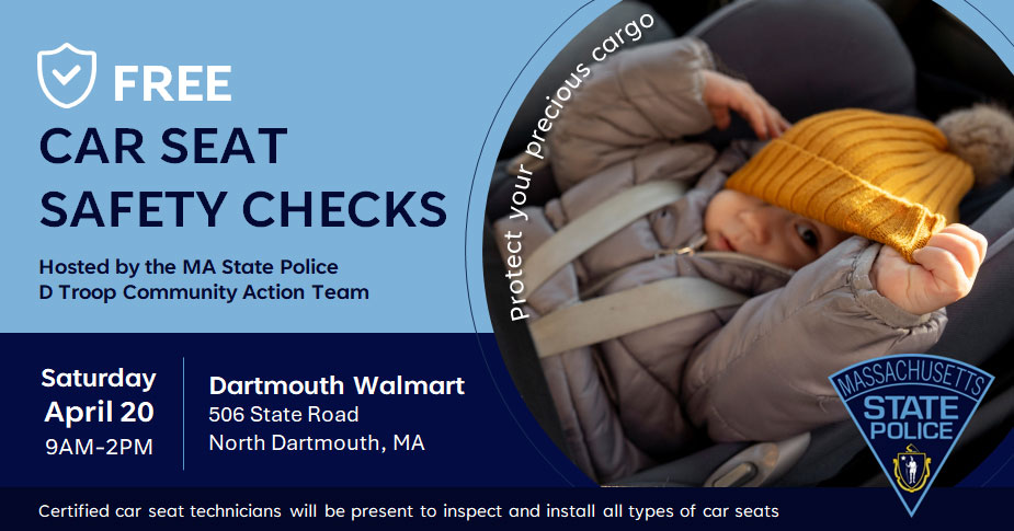 MassStatePolice's tweet image. Do you know what's wrong about how this child is secured in his car seat? If you're a parent, and you're not sure, stop by our free car seat event Saturday at the Dartmouth Walmart. We'll make sure your most precious cargo is secure! #childsafety #ChildCarSeat #preciouscargo