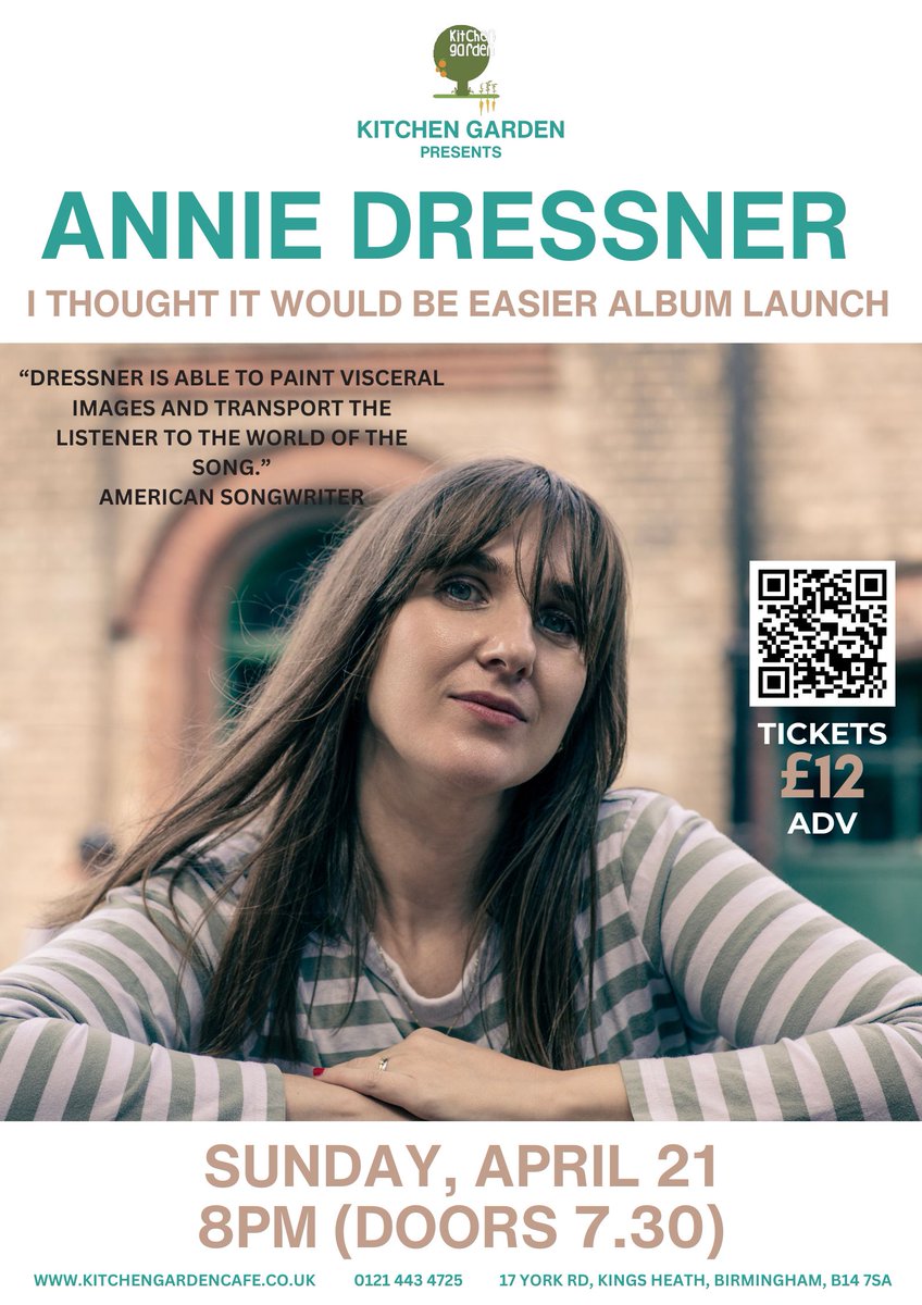 New York singer-songwriter @AnnieDressner plays @KitchenGarden3 on Sun 21/4 armed with her new album 'I thought It Would Be Easier'. Comparisons have been drawn to an up-tempo Mazzy Star, an understated Jenny Lewis, Soccer Mommy & Phoebe Bridgers: Tickets: wegottickets.com/event/590465