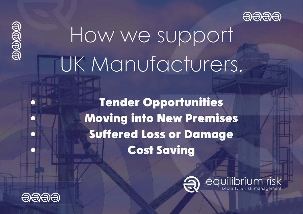 At Equilibrium Risk, we are a #securityManagement companies that helps Manufacturers with security challenges: we find the most efficient, cost-effective way of protecting a facility.

If you are a manufacturer, here are some of the ways we can support you.

Give us a call if you