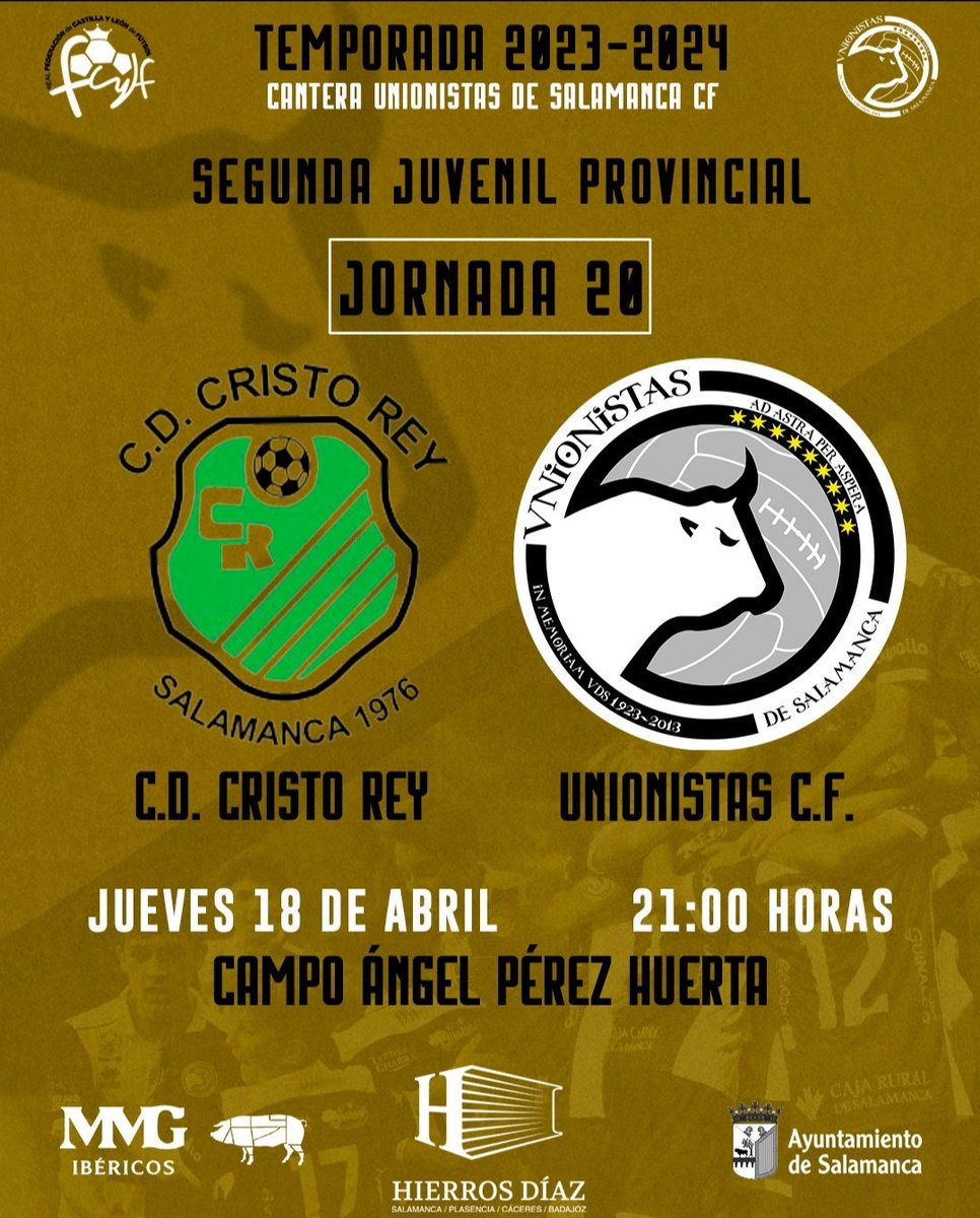 ⏲️𝗛𝗢𝗥𝗔𝗥𝗜𝗢 𝗖𝗢𝗡𝗙𝗜𝗥𝗠𝗔𝗗𝗢 | El Juvenil C recupera esta noche el partido aplazado de la vigésima jornada. 

🆚 @CDCRISTOREY1
📆 Jueves 18 de Abril
🏟️ Ángel Pérez Huerta 
⏲️ 21:00 horas

#ConstruyendoUSCF 🏗️