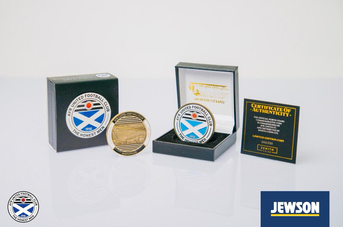 😍 Introducing our Commemorative North Stand Club Coin from @zenithcoins 🪙Presentation box 🪙Certificate of Authenticity 🪙Unique serial number on every coin Limited edition with only 250 produced Available in our Club Shop and Online⬇️ store.ayrunitedfc.co.uk/products/comme… #WeAreUnited